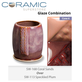 Coral Sands SW-168 over Speckled Plum SW-113 Stoneware Combination Coral Sands SW-168 over Speckled Plum SW-113 Stoneware Combination